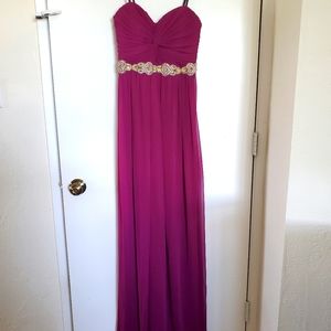 Full length strapless gown